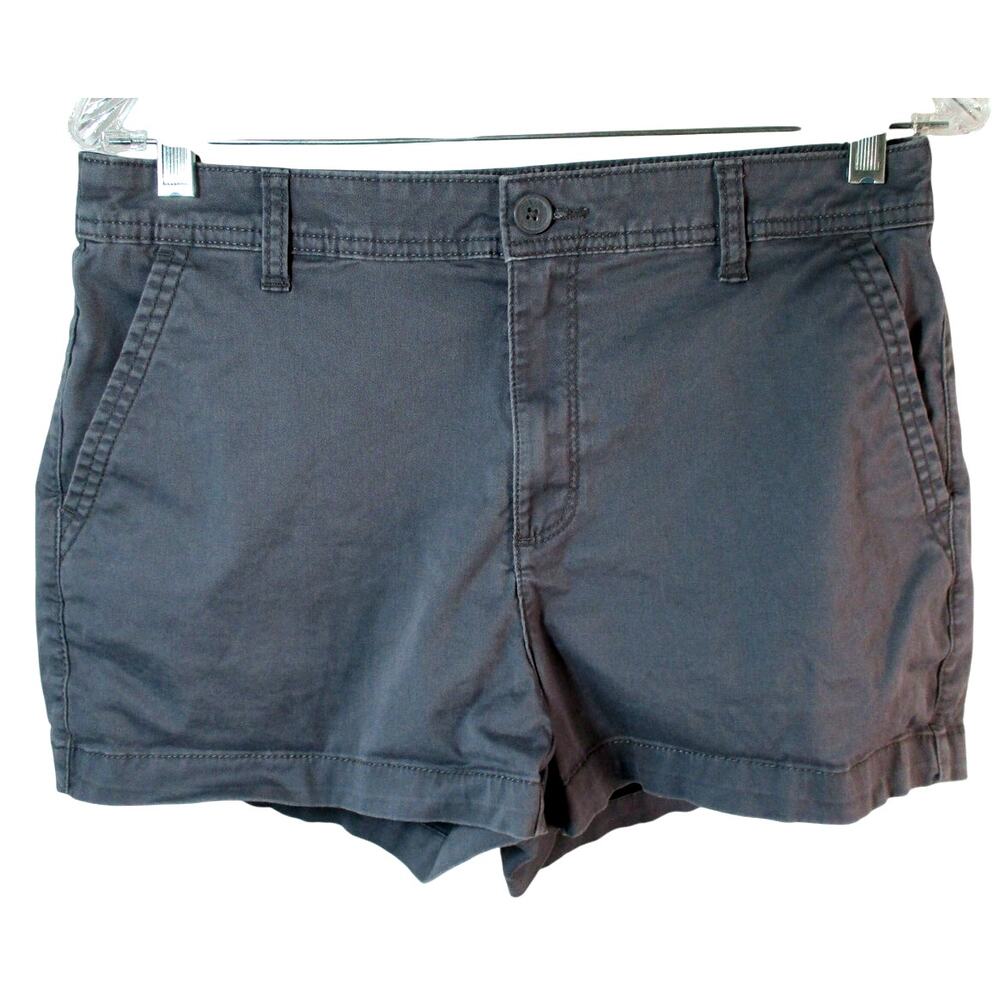 A New Day Women's Gray Mid Rise Stretch Zip Front Shorts Size 8